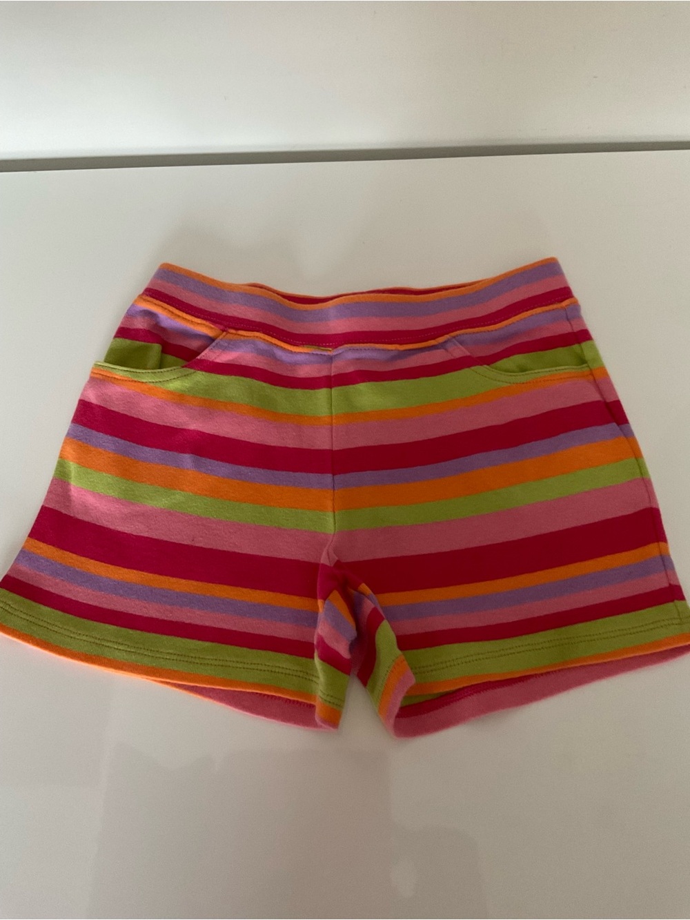 Gymboree Striped Multicolor Girl Stretch Shorts - Pink & Green Size 8